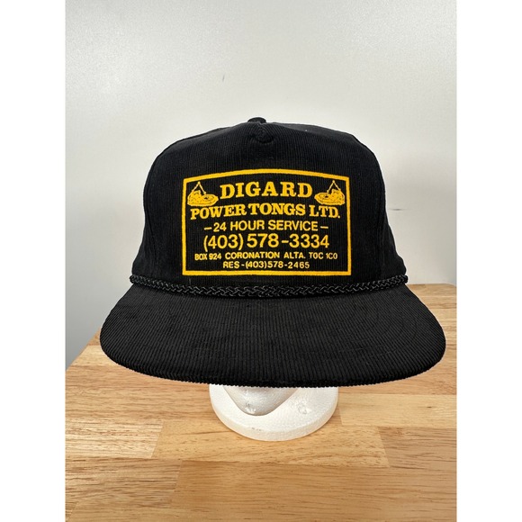 Other - Vintage Star City Digard Power Tongs Black Corduroy Trucker Hat Workwear OSFM